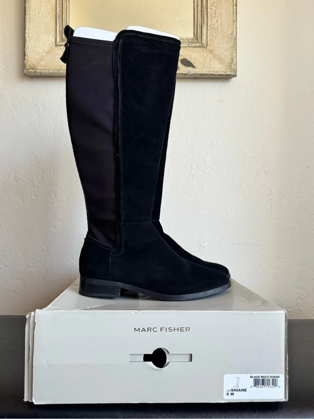 Marc Fisher Black Over-the-Knee Suede & Stretch Boots